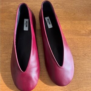 Moschino Burgundy Leather Loafers